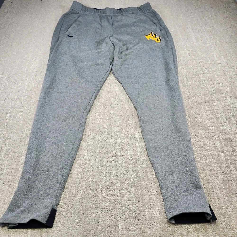 WVU‎ Mountaineers Pants Women Large Nike Joggers Dri Fit Gray NCAA West Virginia